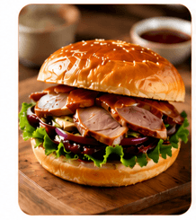 Roast duck burger